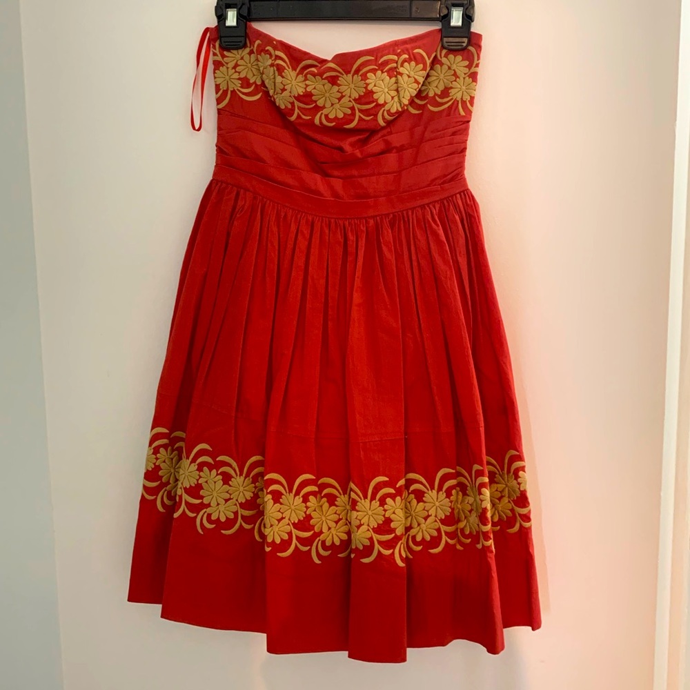 Anthropologie Girl from Savoy strapless embroidered dress